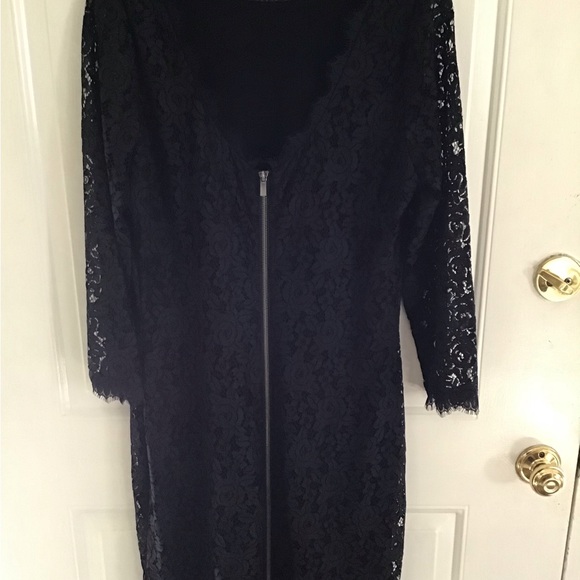 Diane Von Furstenberg black lace dress 12-14 NWOT - Picture 7 of 9